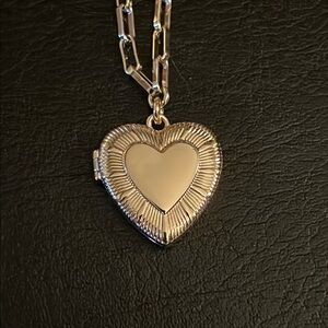 J. Crew Gold Necklace with Heart Lock pendant